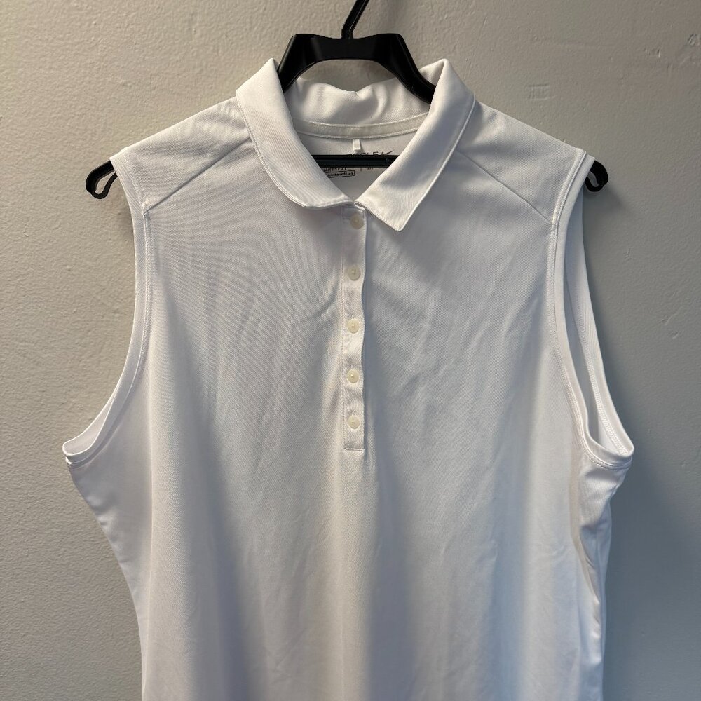 Nike Women's Victory Solid Sleeveless Polo White/Black Sz XXL 725598-100